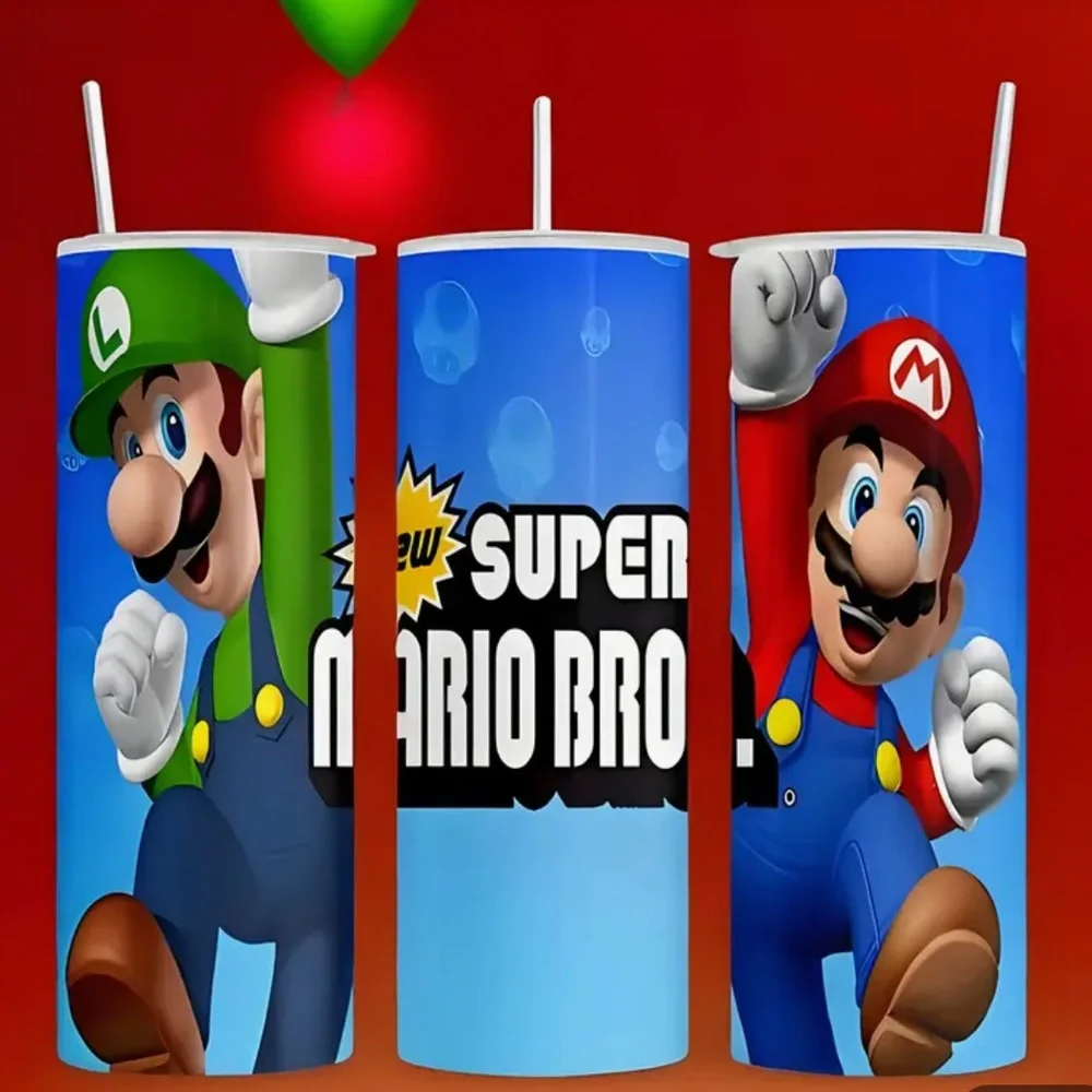 Super Mario Bros Stainless Steel 20 oz Cup with lid and straw